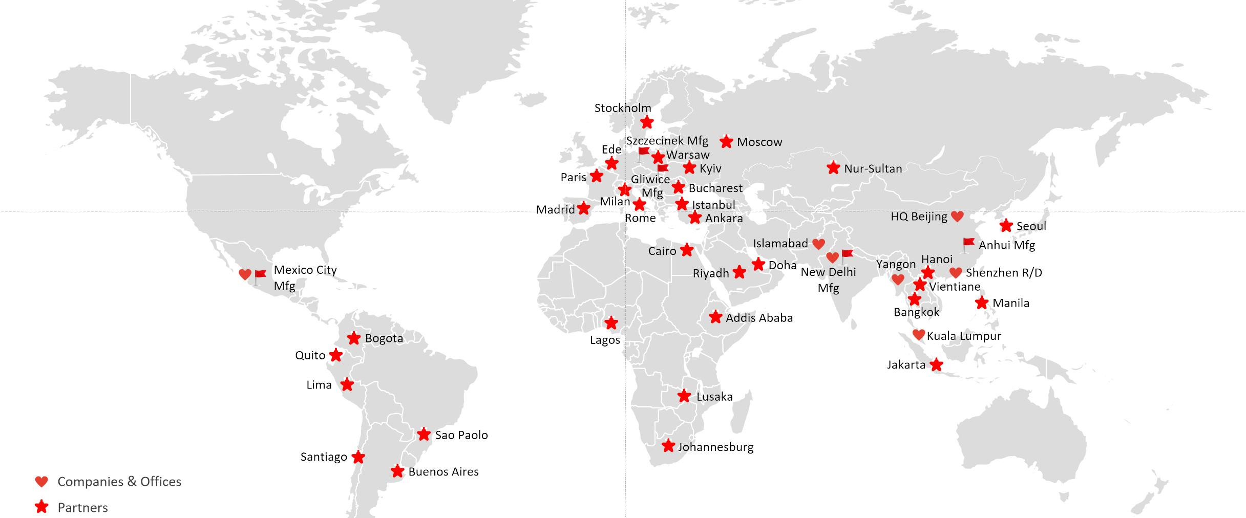 Global Presence Map - Beijing Beijing High-tech Dynamic Power Co.,Ltd.nology 18+ Countries